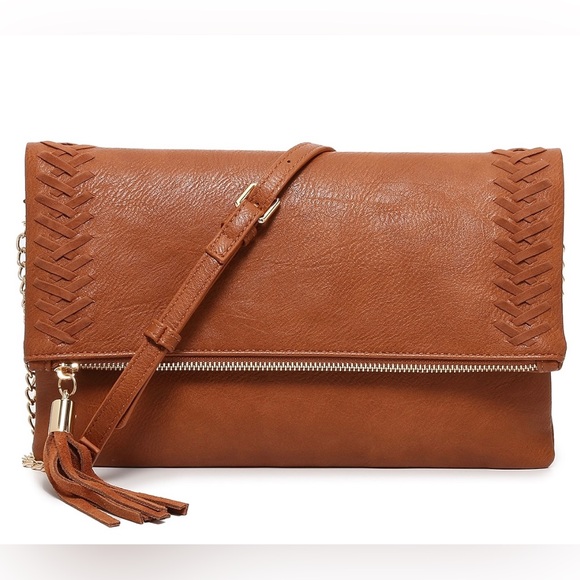 Crown Vintage Handbags - Crown Vintage Foldover Whipstitch Crossbody Bag
